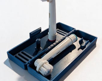 Travel case for 2, 4, or 6 Oral-B brush heads | Travel case toothbrush head holder | Travel box stand, black