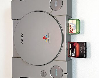PlayStation 1 Wall Mount & Stand | PS1 Console Holder Vertical Stand Wall Mount | Retro Gaming Display Black