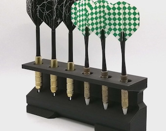 Soporte para 6 dardos | Soporte de mesa para dardos de acero y blandos | Soporte expositor para dardos, accesorio para dardos, negro