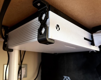 4x Under-Desk Mounts Compatible with Xbox One S & Xbox Series S | Invisible Console Mount Under Desk Mount Black