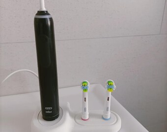 Toothbrush holder compatible with Oral-B charging station | Stand for 2 brush heads | Electric toothbrush organizer
