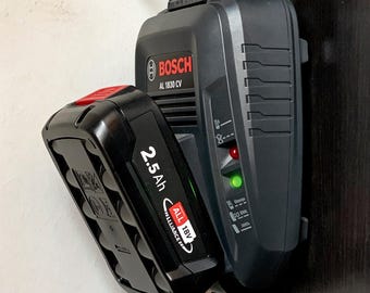 Soporte de pared para cargador Bosch AL1830CV, organizador de cargador de batería Bosch de 18 V para taller o garaje.