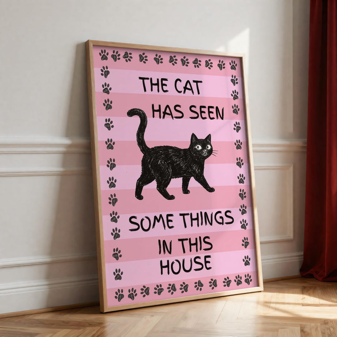 Funny Cat House Sign | Whimsical Black Cat Print | Quirky Home Decor ...