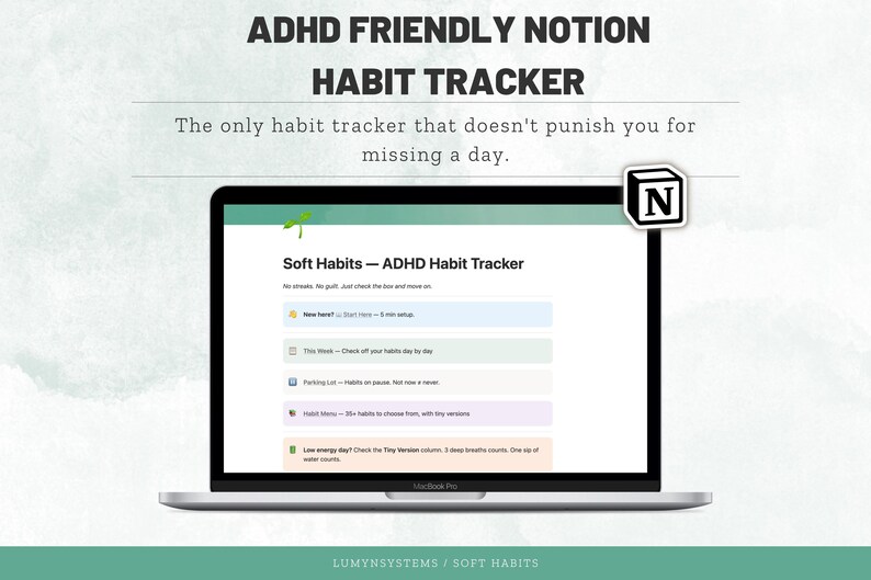 ADHD Habit Tracker Notion Template, Tiny Habits & Daily Routine Planner ...