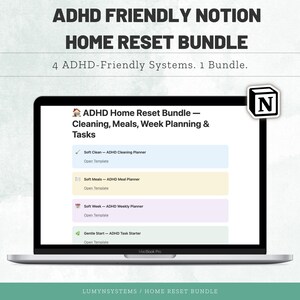 ADHD Life Planner BUNDLE: Cleaning List, Meal Ideas, Weekly Planner, Task Manager, Digital Download, Notion Template