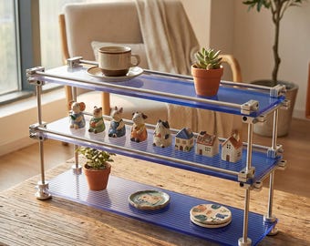 Industrial 3-Tier Acrylic Storage Shelf, Heavy Duty Desk Organizer for Coffee Bar and Figures