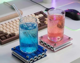 Industrial Heavy Duty Aluminum Coaster, Cyberpunk Desk Accessory, Keycap Display and EDC Tray Organizer