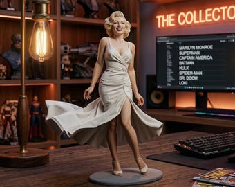 Marilyn Monroe-staty 3D-modell | Vintage Hollywood-skådespelerska-figur | Digital nedladdning i STL-format (1 styck)