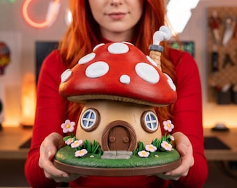 Paddenstoel Fairy House 3D-model | Fantasiehuisjedecor (digitale download)