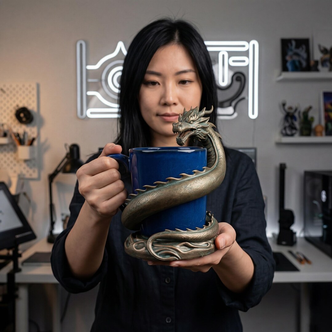 Dragon Wrapped Mug 3D Model | Fantasy Creature Coffee Cup (digital File ...