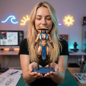 Modelo 3D de la estatua de Kitana / Miniatura de guerrera femenina de Mortal Kombat (archivo STL) (descarga digital)
