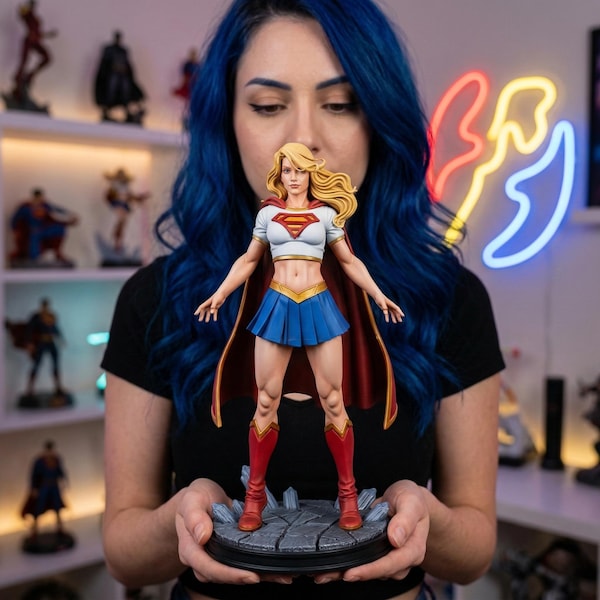 Flying Superhero Girl 3D Model | Comic Style Female Hero for Display, Collection, Gift | STL File | For 3D Print (Digital File) (5 Piece)