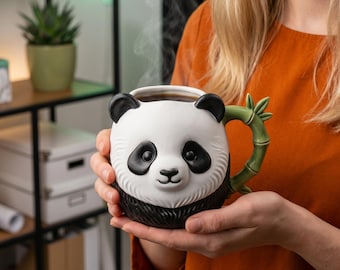 Panda bamboe mok 3D-model | STL-bestand dierenkoffiekop voor verzamelaars (digitale download)