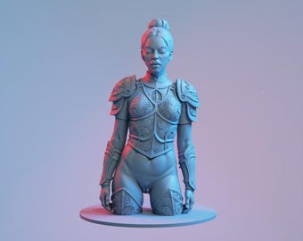 Model 3D wojownika fantasy | Plik STL kobiecej bohaterki w zbroi (pobranie cyfrowe)