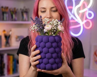 Modern Bubble Vase 3D Print Model | Decorative Textured Flower Vase STL File