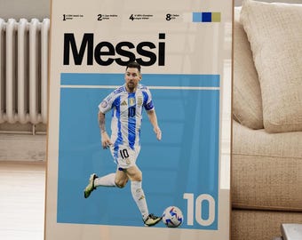 Póster de Lionel Messi, campeón mundial de la selección argentina, arte mural / Descarga instantánea