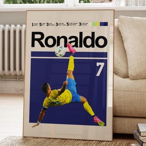 Póster de Cristiano Ronaldo, póster del equipo de fútbol Al Nassr - Arte mural de fútbol / Descarga digital imagen 1