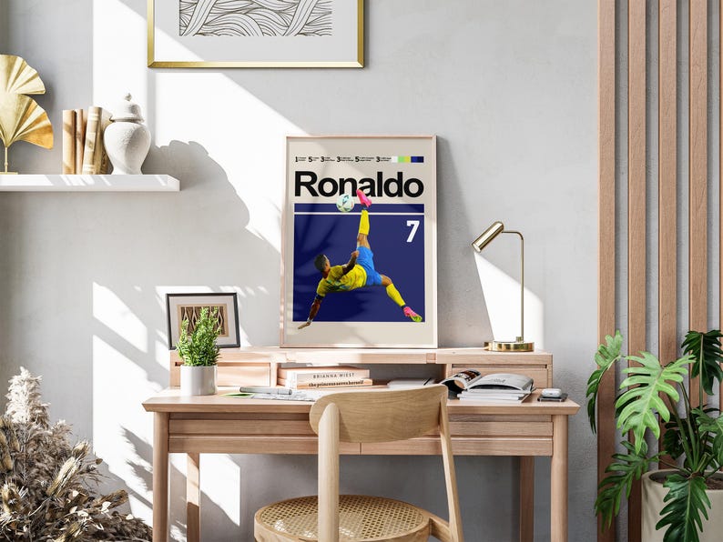 Póster de Cristiano Ronaldo, póster del equipo de fútbol Al Nassr - Arte mural de fútbol / Descarga digital imagen 4