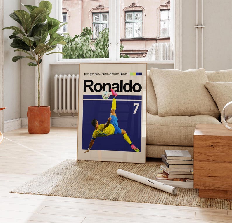 Póster de Cristiano Ronaldo, póster del equipo de fútbol Al Nassr - Arte mural de fútbol / Descarga digital imagen 1