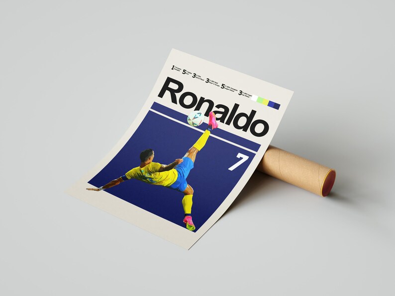 Póster de Cristiano Ronaldo, póster del equipo de fútbol Al Nassr - Arte mural de fútbol / Descarga digital imagen 2