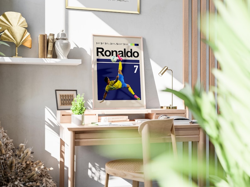 Póster de Cristiano Ronaldo, póster del equipo de fútbol Al Nassr - Arte mural de fútbol / Descarga digital imagen 3