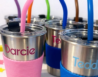 Personalised Kids Stainless Steel Tumbler With Straw | Custom Name Cup