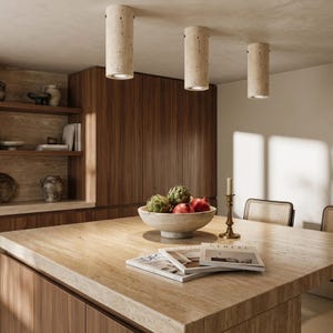 Travertine Stone Ceiling Lamp, Cylindrical Downlight, E27 Spotlight