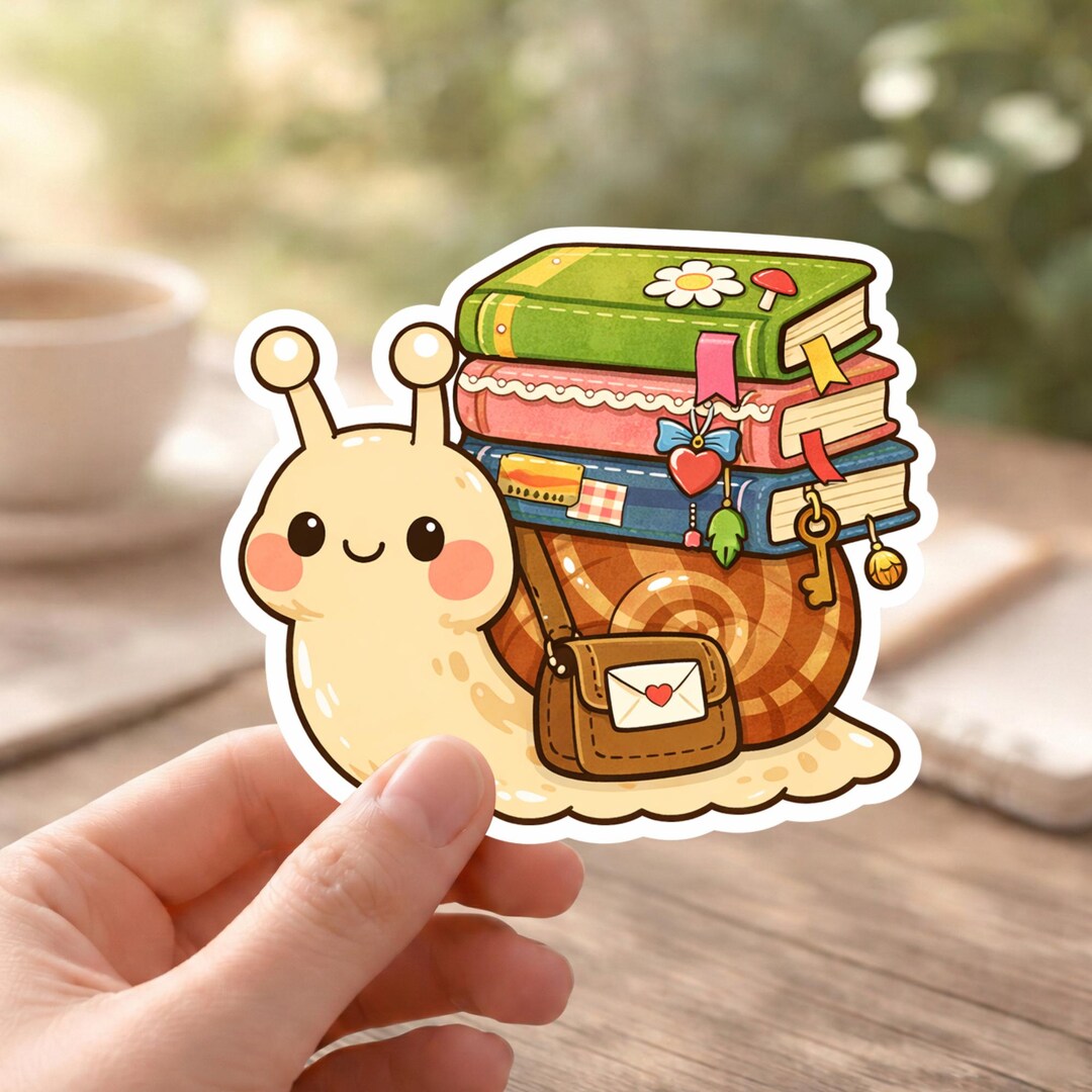 Cute Snail Book Sticker Kawaii Reader Decal Book Lover Gift Cozy ...