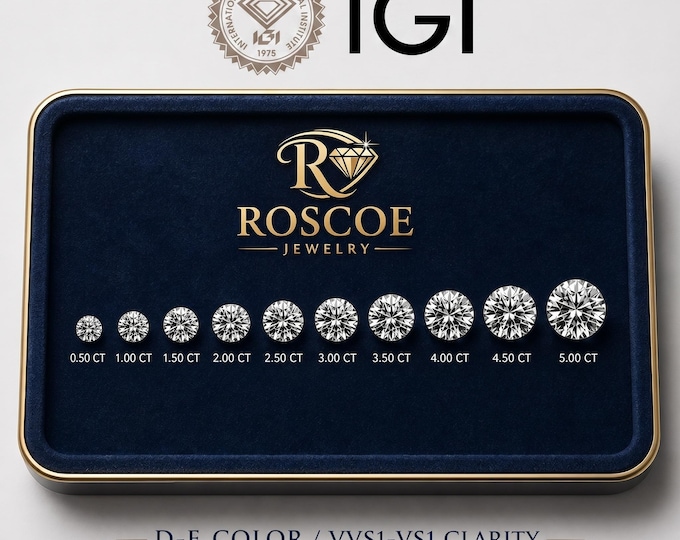 Featured listing image: IGI Certified Lab Grown Diamond | Round Cut Loose Diamond | E/F/G/H Color VVS-VS Clarity  | 0.50 to 5.00 Carat Solitaire Stone