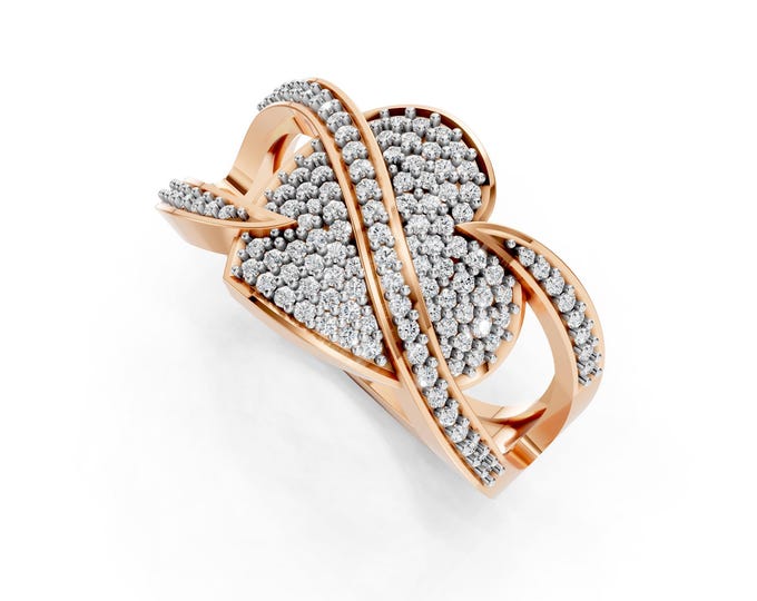 Lab Grown Diamond Statement Ring – 18K Gold Cluster Diamond Ring – Sustainable Luxury Jewelry – Infinity Inspired Wide Band Ring