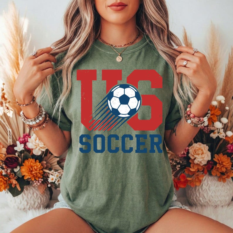 US Soccer Graphic Tee, Retro Collegiate USA Football Shirt, Distressed Sport Fan Apparel image 5