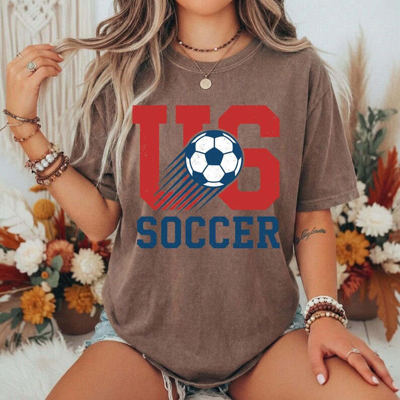 US Soccer Graphic Tee, Retro Collegiate USA Football Shirt, Distressed Sport Fan Apparel image 6