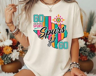 Camiseta con estampado del mapa de San Antonio Spurs Fiesta Texas, camiseta retro para aficionados al baloncesto.