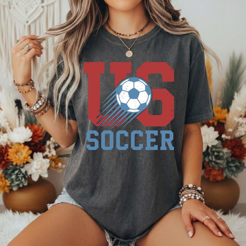 US Soccer Graphic Tee, Retro Collegiate USA Football Shirt, Distressed Sport Fan Apparel image 4