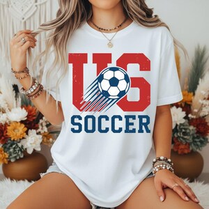 US Soccer Graphic Tee, Retro Collegiate USA Football Shirt, Distressed Sport Fan Apparel image 9