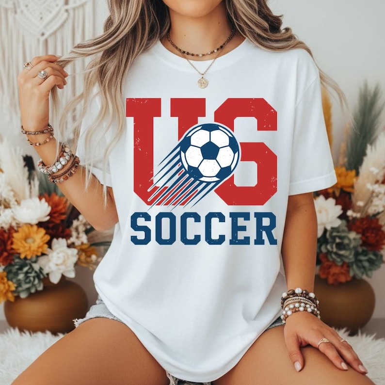 US Soccer Graphic Tee, Retro Collegiate USA Football Shirt, Distressed Sport Fan Apparel image 9