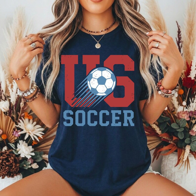 US Soccer Graphic Tee, Retro Collegiate USA Football Shirt, Distressed Sport Fan Apparel image 3