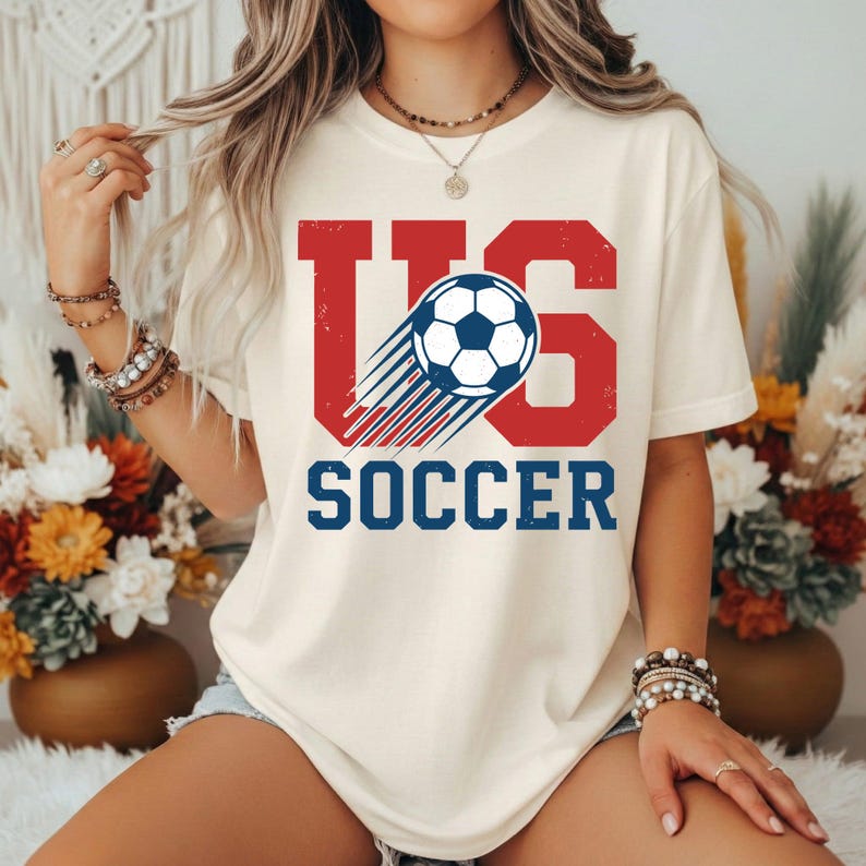 US Soccer Graphic Tee, Retro Collegiate USA Football Shirt, Distressed Sport Fan Apparel image 2