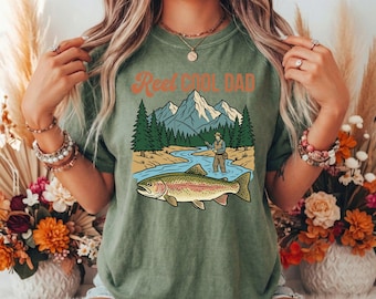Reel DAD Fiske T-shirt, Vintage Öring Fiskare Grafisk T-shirt