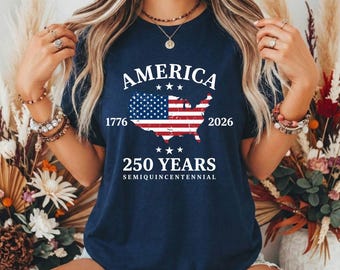 Camiseta del 250 aniversario de Estados Unidos, camiseta gráfica del semiquincentenario 1776-2026, regalo patriótico con mapa de EE. UU.