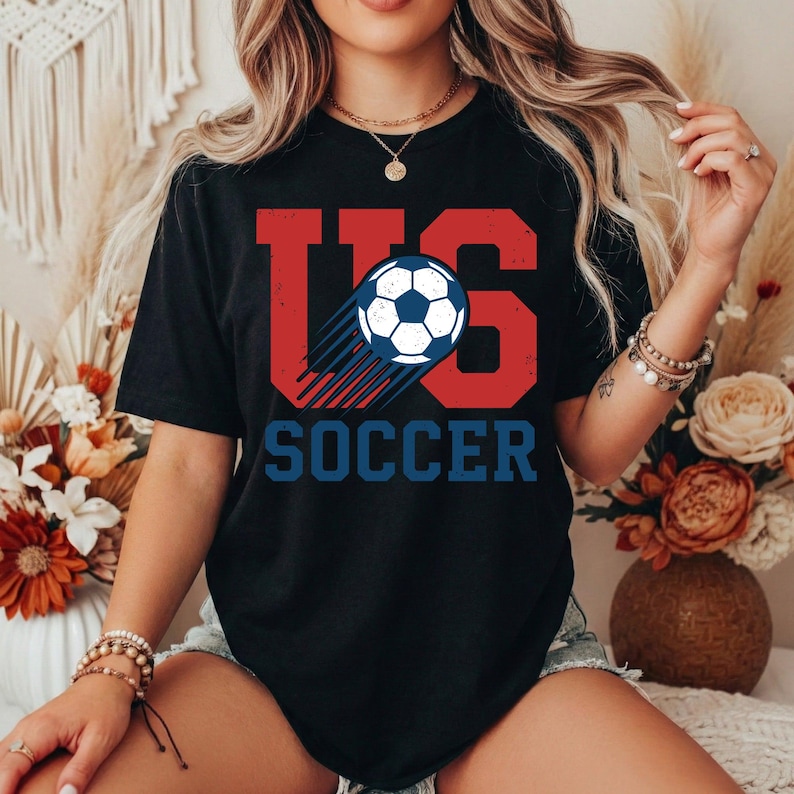US Soccer Graphic Tee, Retro Collegiate USA Football Shirt, Distressed Sport Fan Apparel image 8