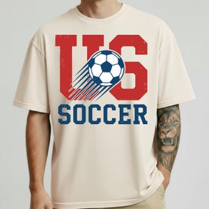 US Soccer Graphic Tee, Retro Collegiate USA Football Shirt, Distressed Sport Fan Apparel image 1