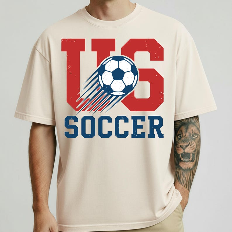 US Soccer Graphic Tee, Retro Collegiate USA Football Shirt, Distressed Sport Fan Apparel image 1