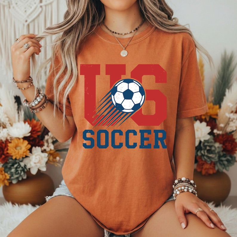 US Soccer Graphic Tee, Retro Collegiate USA Football Shirt, Distressed Sport Fan Apparel image 7