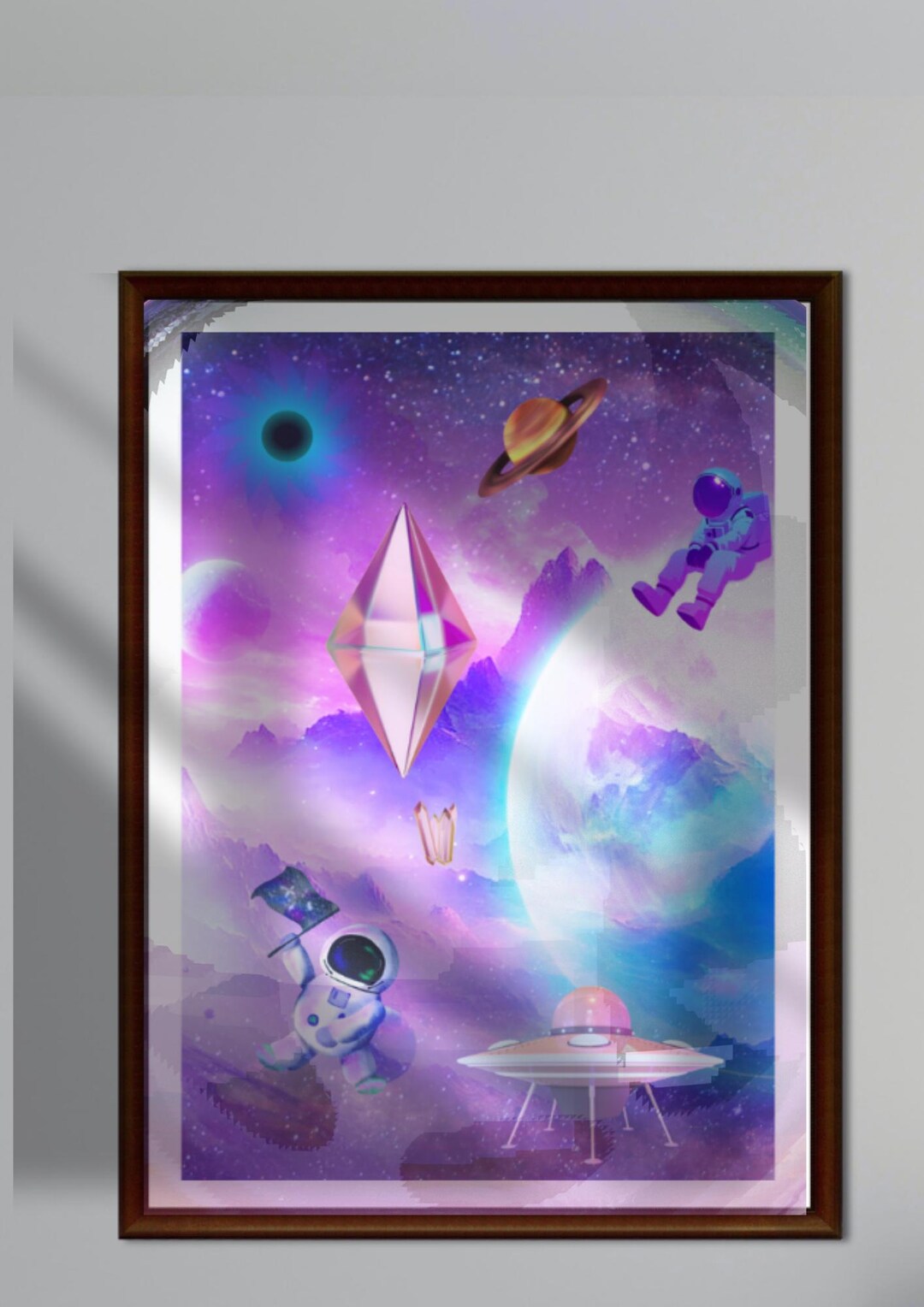Space Poster A2, Space Wall Art With Astronaut and Planets, Pastel ...