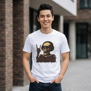 Skull with Headphones Shirt, Hell Yeah Graphic Tee, Urban Streetwear Skull Top, DJ Music Lover Gift, Gamer Skull Tshirt, Edgy Skeleton Tee