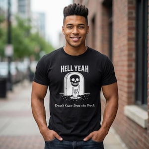 Hell Yeah Skull Shirt, Rock and Roll Tshirt, Tombstone Graphic Tee, Skeleton Hand Top, Edgy Alternative Apparel, Punk Rock Graphic Tee