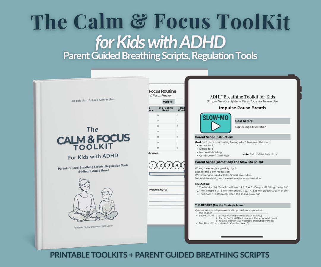 ADHD Kids Calm & Focus Toolkit | Parent Breathing Scripts, Regulation ...