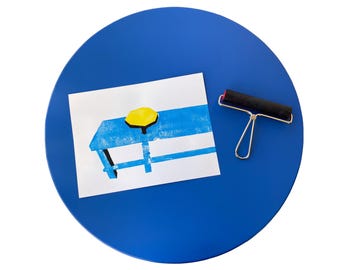 bänk, handgjort skumrelieftryck