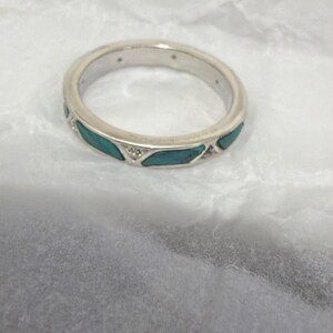 Türkisfarbener Ehering, Ring mit Sterlingsilber-Einlage, minimalistischer Stapelring, Boho-Ehering, handgefertigter Verlobungsring, Jahrestagsgeschenk Bild 2